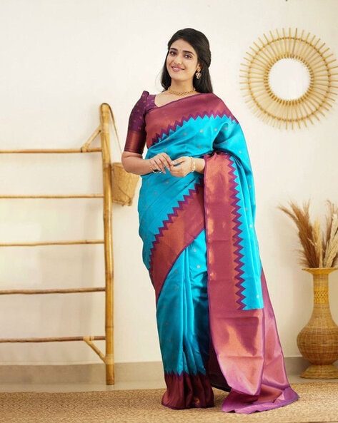 Broad Border Design Kora Banarasi Saree | AL123