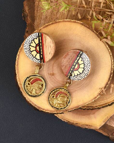 Wood & Metal Ganesha Contemporary Earrings – DIVAWALK | Online Shopping for  Designer Jewellery, Clothing, Handbags in India