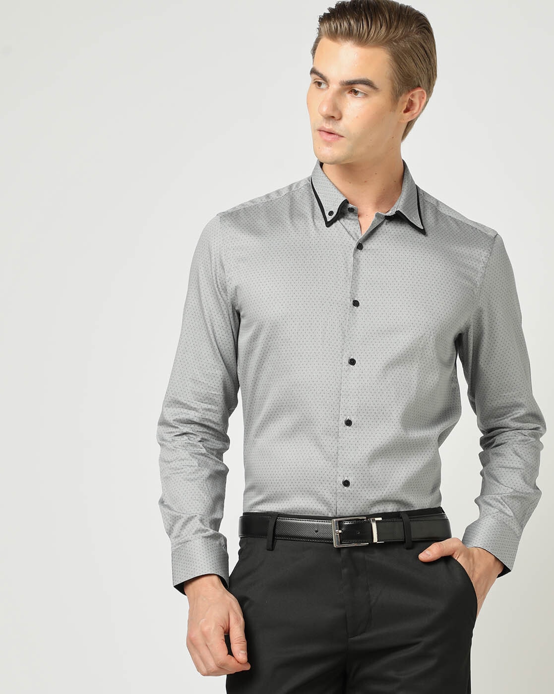 Buy Arrow Charcoal Regular Fit Textured Cotton Shirt for Men's Online @  Tata CLiQ