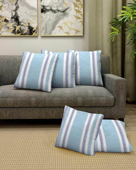 KLOTTHE Pack of 5 Striped Square Cushion Covers 14"x 14"