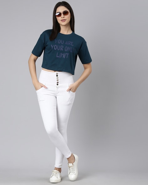 Lucky Brand Small Top T Shirt Women Gray Blue Floral Print Short Sleeve  Knit Tee