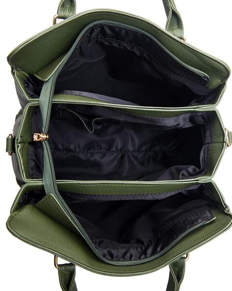 Green python shoulder bag with black trim and shoulder strap — DLS