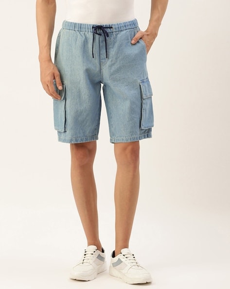 Mens blue cheap jean cargo shorts