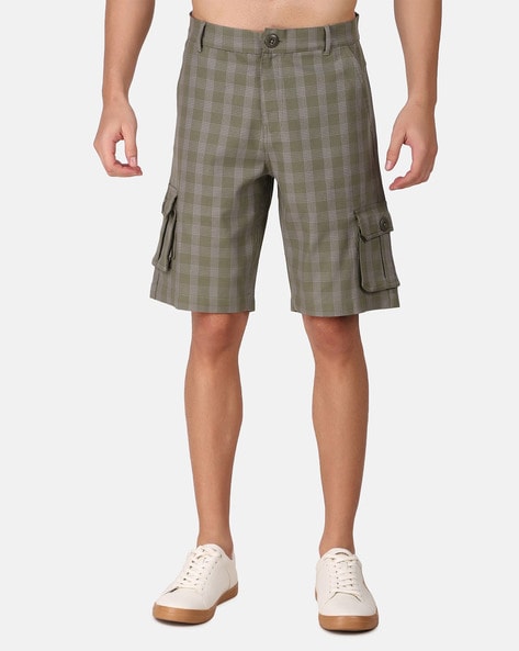 Mens checked cargo store shorts