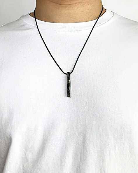 Extra Thick 4mm Wide Black Leather Cord Silver Plated Mens Necklace