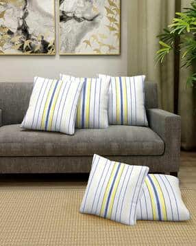 klotthe Pack of 5 Striped Square Cushion Covers 14"x 14"-picture-42
