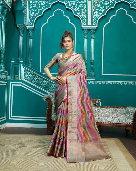 Buy Craftsvilla Womens Crepe Printed Bollywood Multicolor Saree with  Unstitched Blouse Piece at Amazon.in