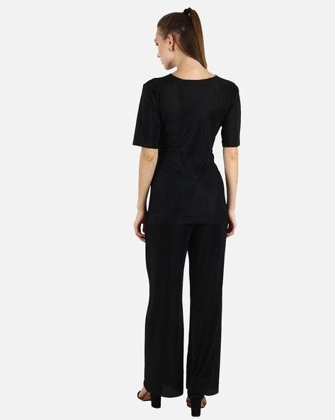 Women black top and pants elegant set | Black women suit | Top and pan –  mockniwear