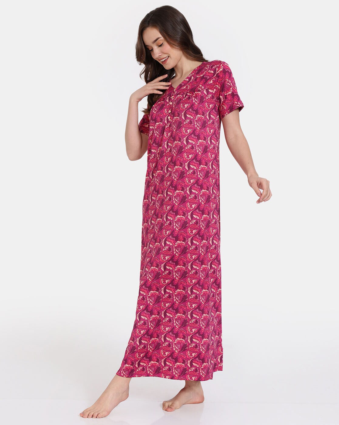 Buy Zivame Colored Twigs Knit Cotton Knee Length Nightdress - Peppermint at  Rs.448 online | Nightwear online