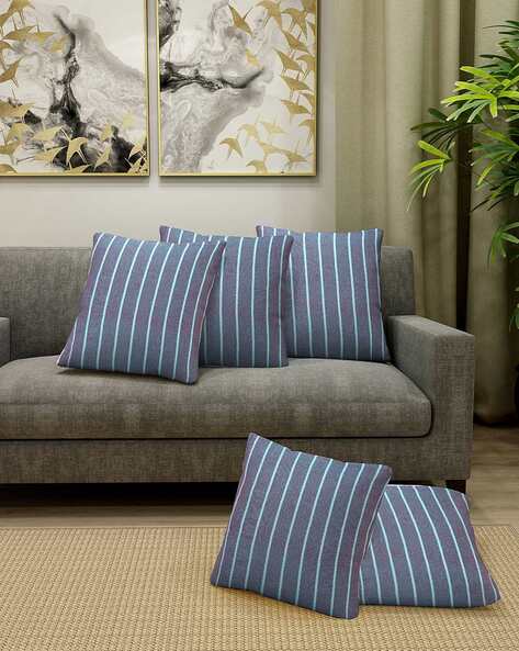 KLOTTHE Pack of 5 Striped Square Cushion Covers 16"x 16"