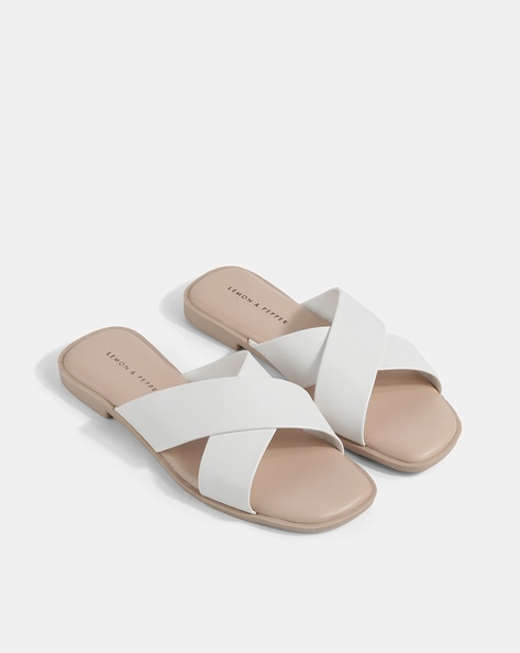 Lemon & Pepper Sandals : Buy Lemon & Pepper Off White Solid/Plain Square  Toe Heels Sandals Online | Nykaa Fashion