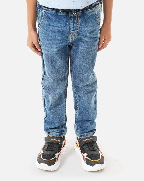 Heavily Washed Mid-Rise Jeans