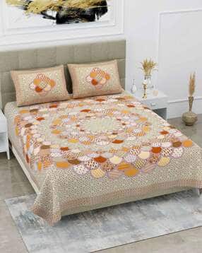 120 TC Printed Double Bedsheet with Pillow Covers-image-30