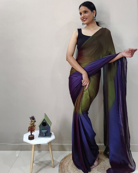 Double shade plain saree with customised design ideas.. - YouTube