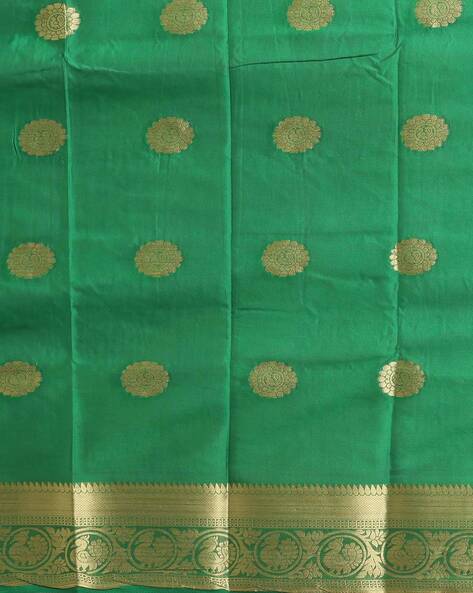 Woven Mysore Silk Saree in Light Olive Green : SNGA4104