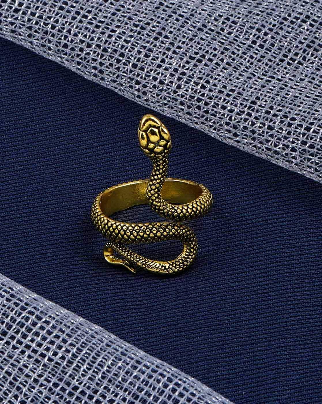 3 layer rose gold snake wrap ring -