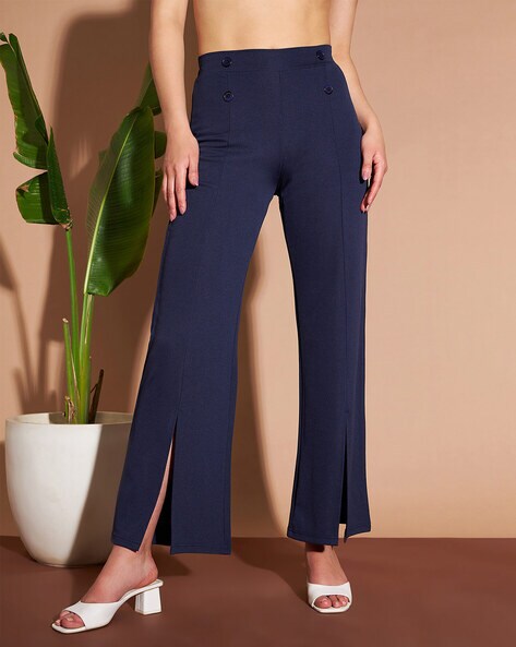Buy Blue Trousers & Pants for Women by MARIE CLAIRE Online