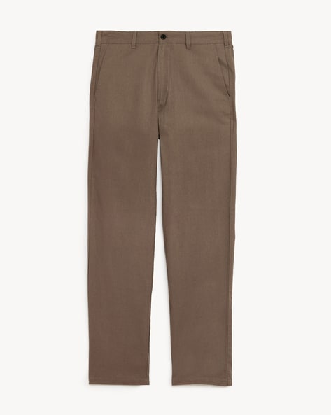 Buy online Dark Brown Organic Linen Solid Flat Front Casual Trouser from  Bottom Wear for Men by Chlorophile for ₹1679 at 20% off | 2024 Limeroad.com