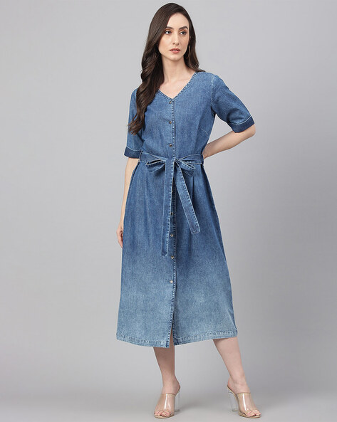 STYLESTONE Women A-line Blue Dress - Buy STYLESTONE Women A-line Blue Dress  Online at Best Prices in India | Flipkart.com