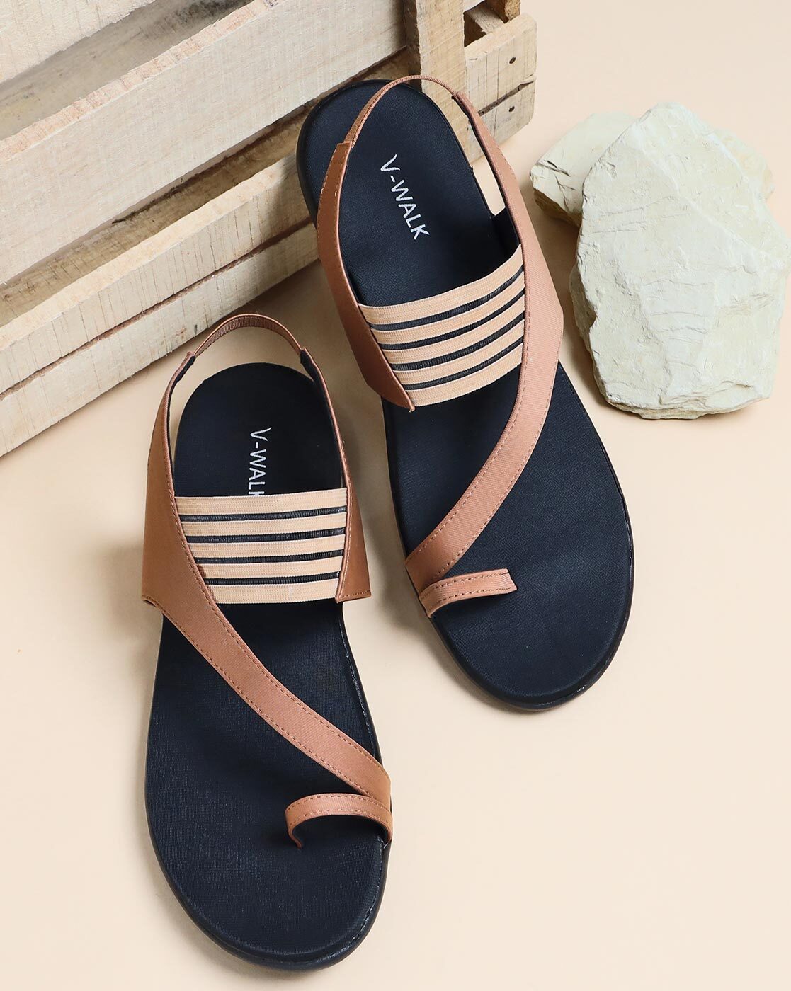 Buy Peach Flat Sandals for Women by V WALK Online Ajio