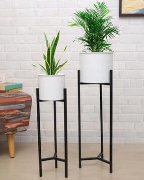Set of  2 Planters with Triangular Base Floor Stands