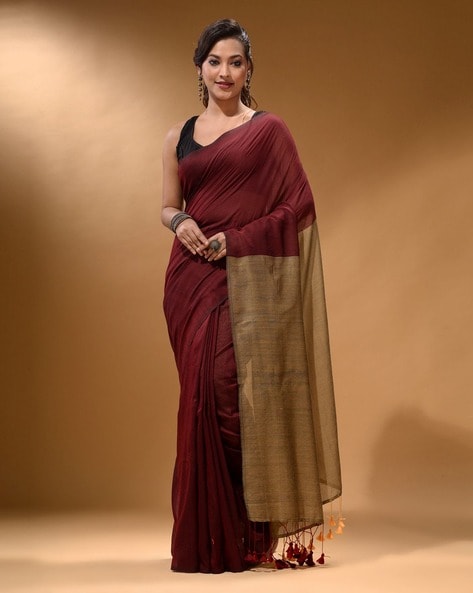 maroon handloom saree Archives - Dhunki