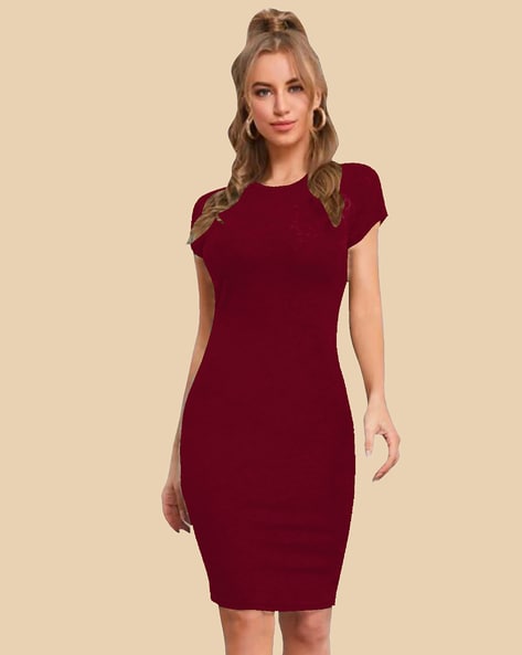 Buy Miss Chase Women Maroon Embellished Bodycon Dress - Dresses for Women  7260743 | Myntra