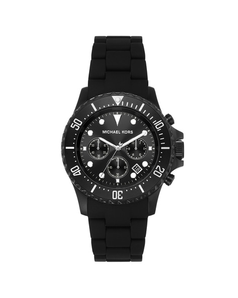 Michael Kors Everest Chronograph Black Silicone And Stainless Steel Watch  Mk9055