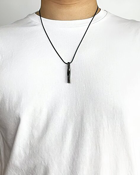 Buy okos Men's Jewellery Black 3D Cuboid Vertical Bar/Stick Stainless Steel  Locket Pendant Necklace for Boys and Men PD1000871BLK at Amazon.in