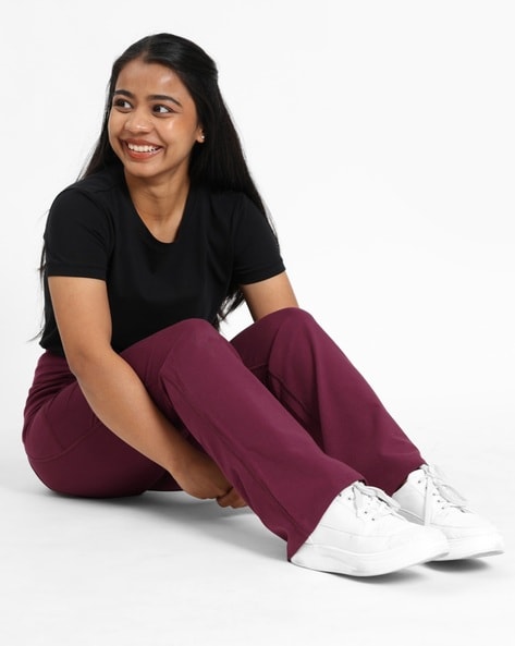 Buy Burgundy Trousers & Pants for Women by BLISSCLUB Online