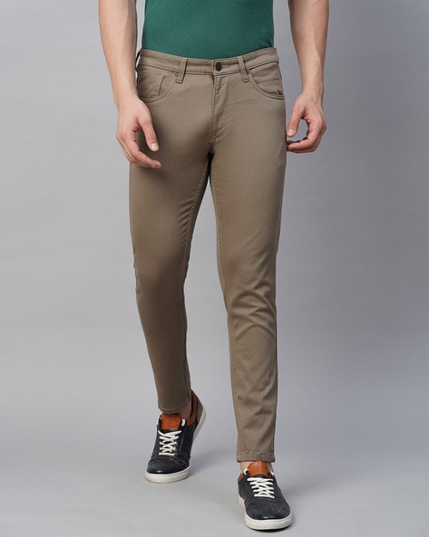 Flat Front Trouser in Olive Stretch Cotton Twill - Cad & The Dandy