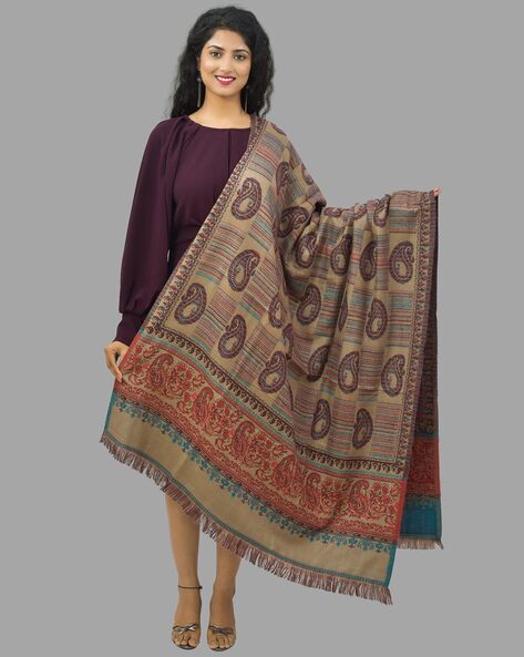 Paisley Print Shawl  with Fringed Hem Price in India