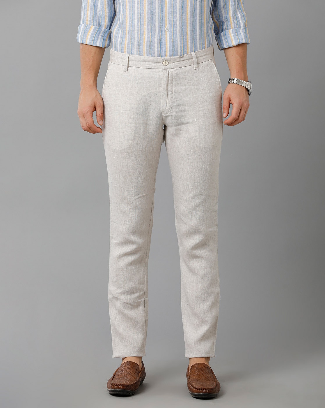 Buy Beige Trousers  Pants for Men by LINEN CLUB Online  Ajiocom