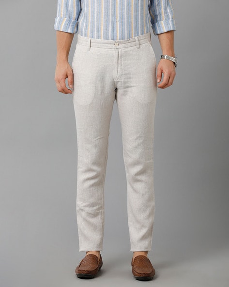 Buy HM Men Beige Slim Fit Linen Regular Trouser  Trousers for Men  11844516  Myntra