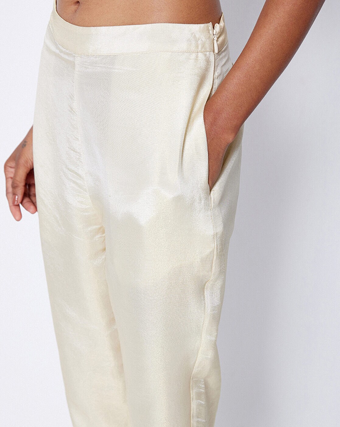 Buy Joskai Solid Pants | White Color Women | AJIO LUXE