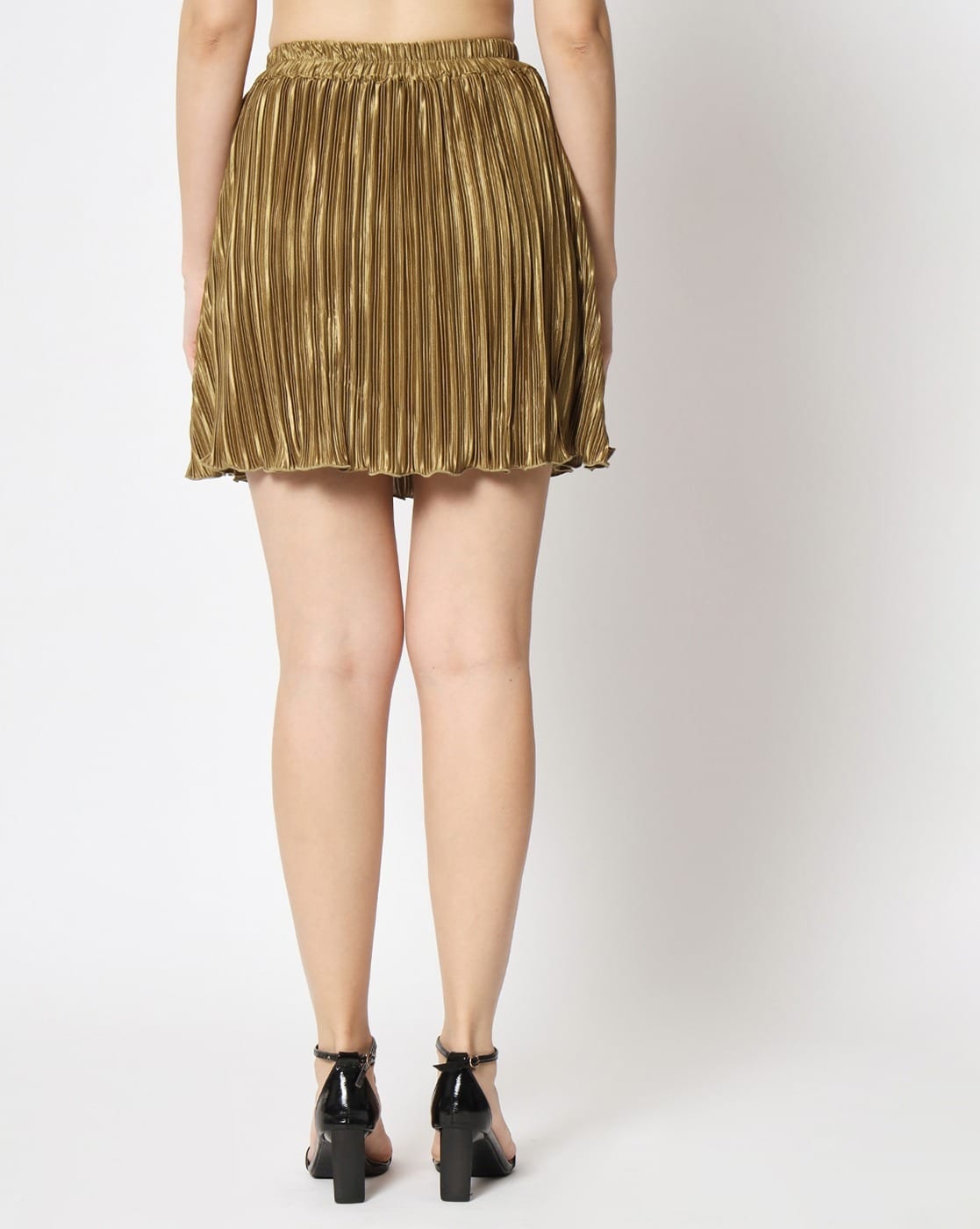 Gold pleated velvet outlet skirt