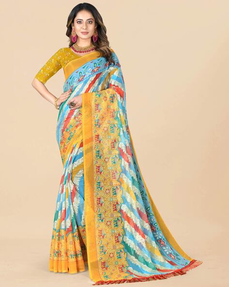 New Yellow Printed Saree For Ladies at Rs.700/Piece in jaipur offer by RR  Fabrics