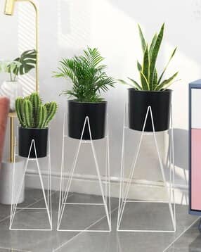 Set of 3 Metal Planters with Stands-image-29