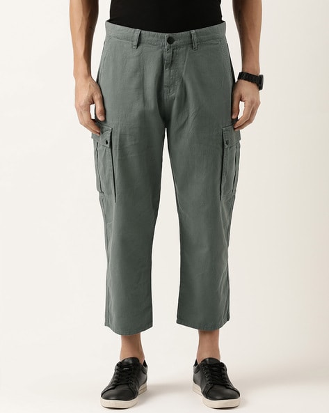 HUGO - Slim-fit cargo trousers in melange performance-stretch jersey