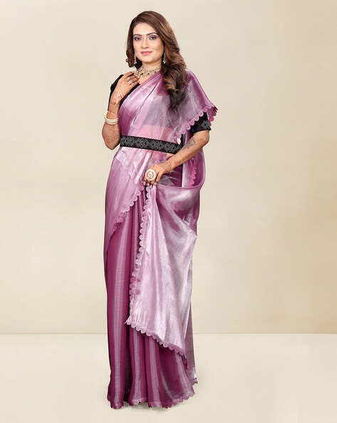 Designer Net Sarees Blue & Cream Color Plain Border & Lace Work Net Sa –  Lady India