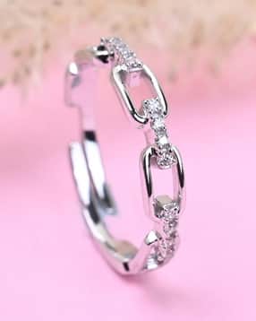 Sterling Silver Cubic Zirconia-Studded Ring-image-10