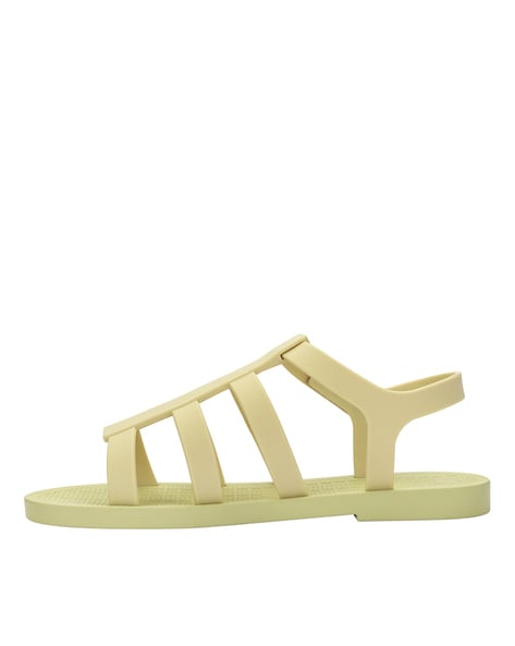 Pavers England Flat Sandals with Velcro straps for Women Cream : Amazon.in:  Shoes & Handbags