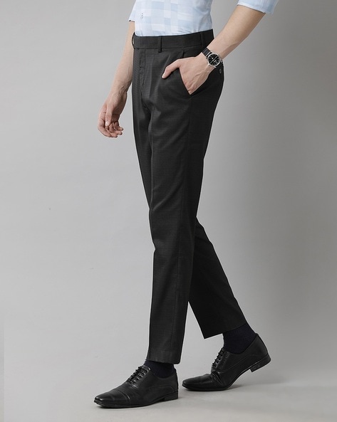 Black Solid Ankle-Length [waist rise] Formal Men Slim Fit Trousers -  Selling Fast at Pantaloons.com