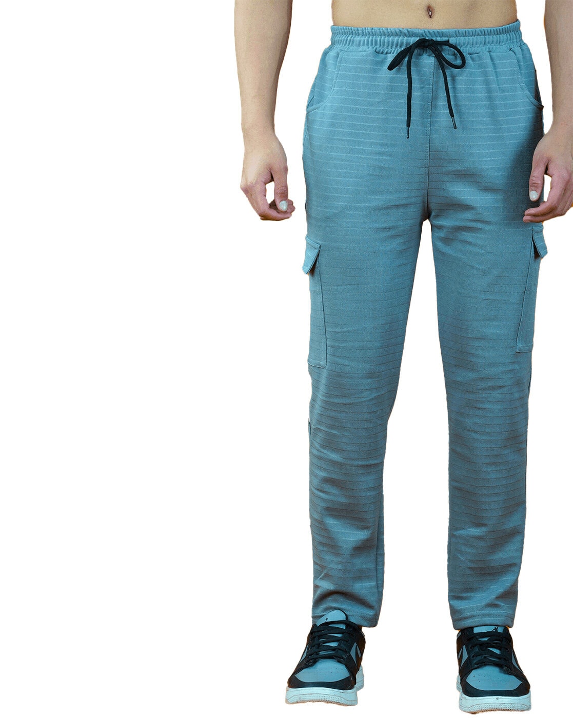 Men's Pima Cotton Knitted Pants In Jade With Aqua Stripe – Nigel Curtiss