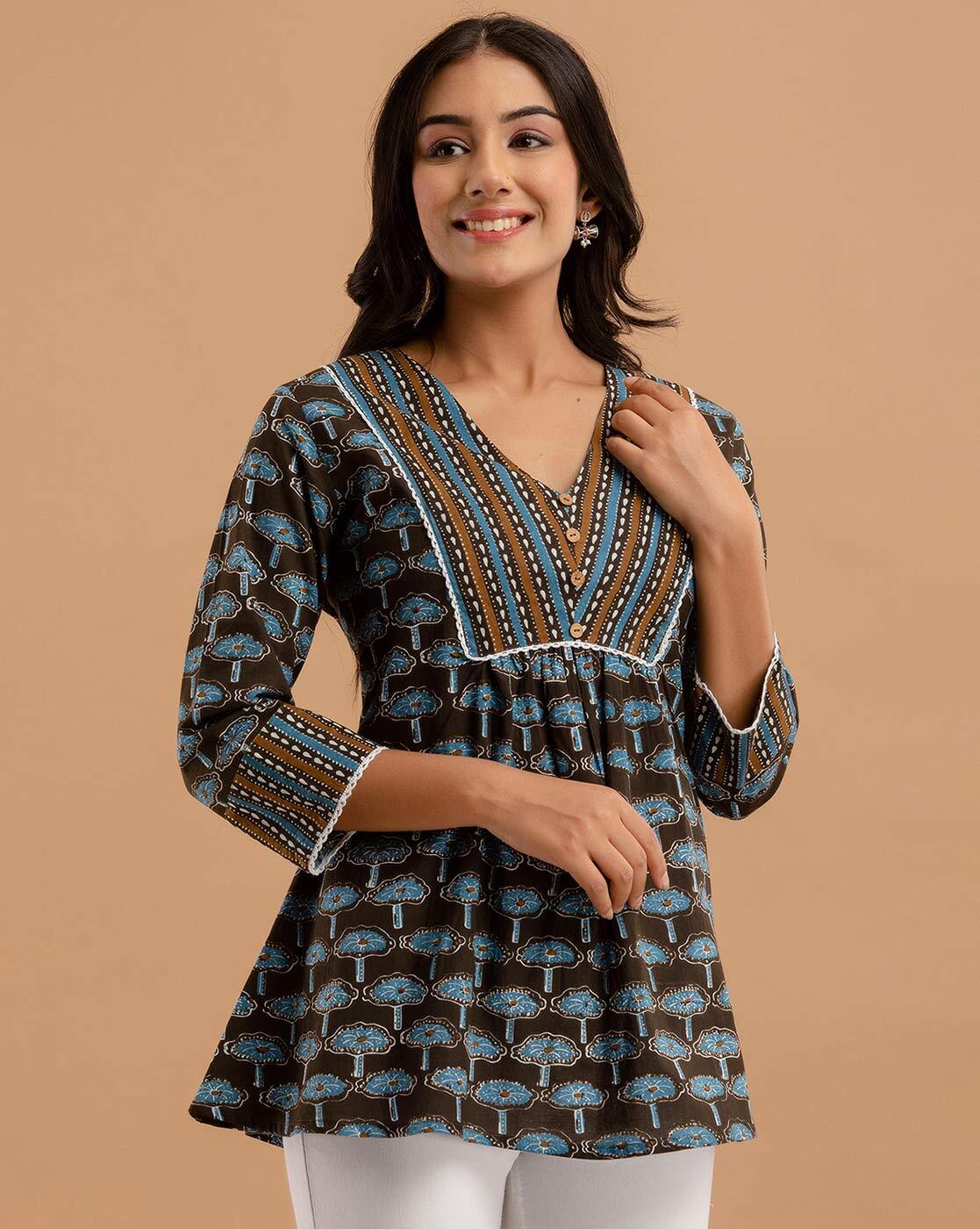 Cotton Printed Short Kurti – jaipurvastrakala