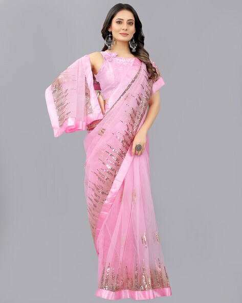 Pink & Green Half and Half SAREE In Jacquard, Art Silk – RAJA WEDS RANI