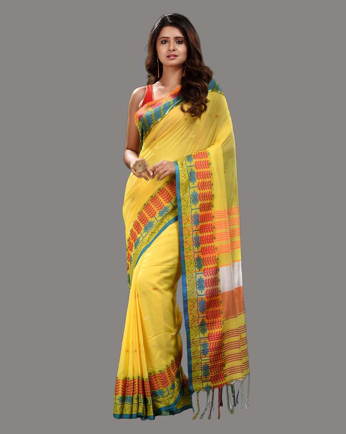 Buy Yellow Sarees for Women by Charukriti Online