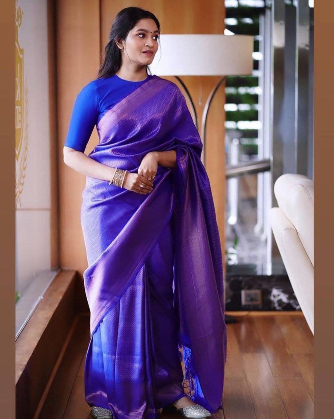 Stylish Rich Pallu Dark Purple Silk Saree With Blouse – Bahuji - Online  Fashion & Lifestyle Store