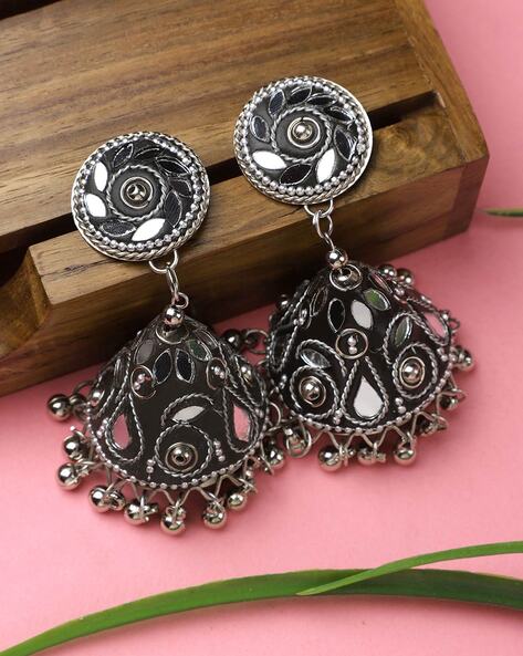 Indian Oxidized Jhumka, Oxidized Mirror Earrings, Mirror Earrings, Ghungroo Mirror  Earrings, Oxidized Jewelry, Sheesha Earrings by Koohoous - Etsy | Oxidised  jewellery, Earrings, Jhumka