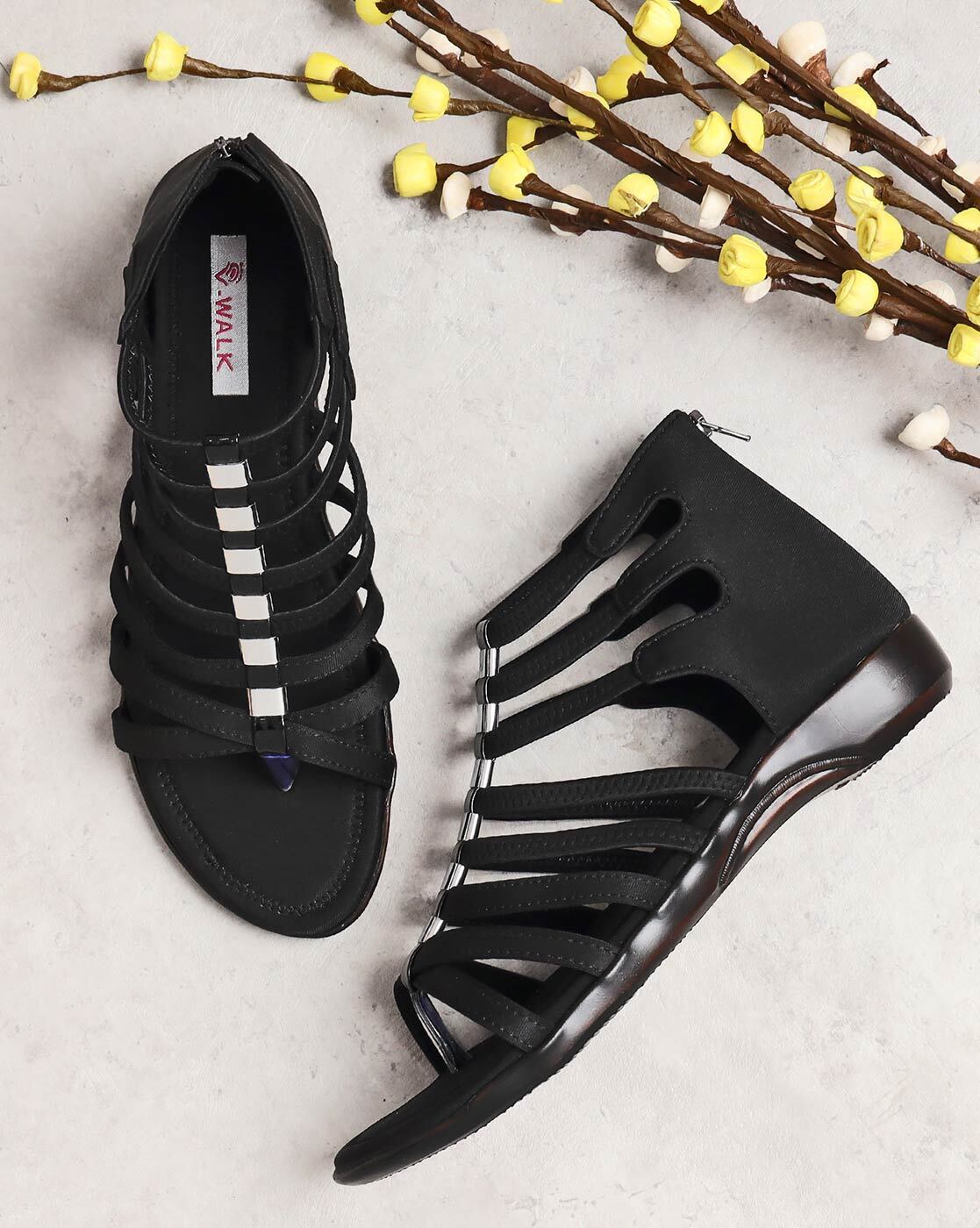 Reese Adjustable Gladiator Sandal - Black - Walking Sandal with Arch Support